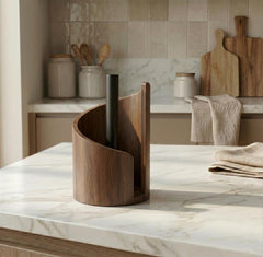 Wooden Paper Towel Holder Stand | Modern Kitchen Roll Dispenser | Freestanding Countertop Organizer