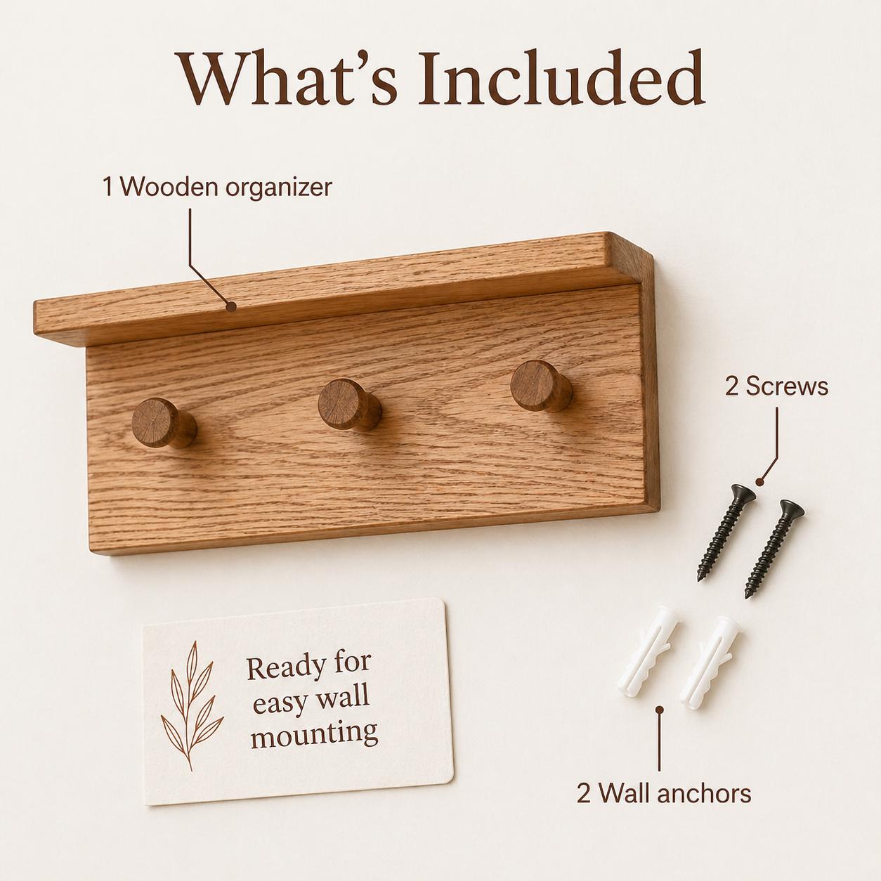Wooden Dog Leash Holder Shelf, Entryway Pet Organizer, Dog Leash and Key Holder