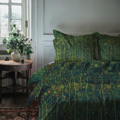 Forest Cotton Comforter Bedspread & Pillow Covers, 100% Cotton Art Nouveau Bedding, Queen and King Sizes