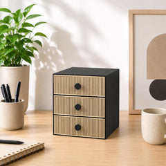 3/6 Drawer Modern Slat Desk Organizer, Desktop Storage for Office Supplies, Makeup, Craft Supplies & Home Office Decor