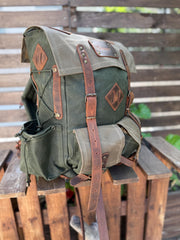 Leather and Canvas Backpack for Travel, Camping, Bushcraft