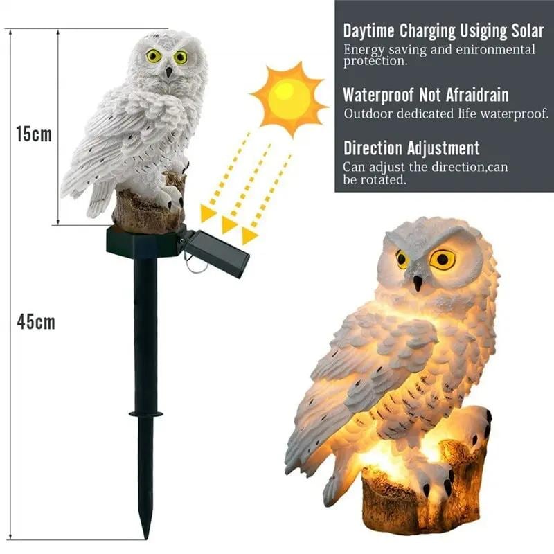 Solar Owl Garden Light, Waterproof LED Yard Decor, Outdoor Patio Lawn Pathway Lamp