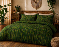 Forest Cotton Comforter Bedspread & Pillow Covers, 100% Cotton Art Nouveau Bedding, Queen and King Sizes