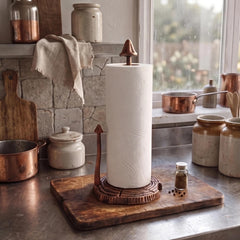 Cast Iron Mushroom Paper Towel Holder, Rustic Copper Finish, 13"