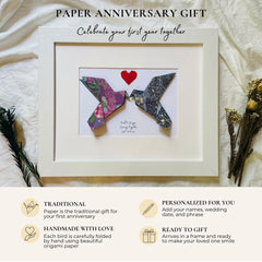 Personalized Origami Lovebirds Art, 8x10 White Frame