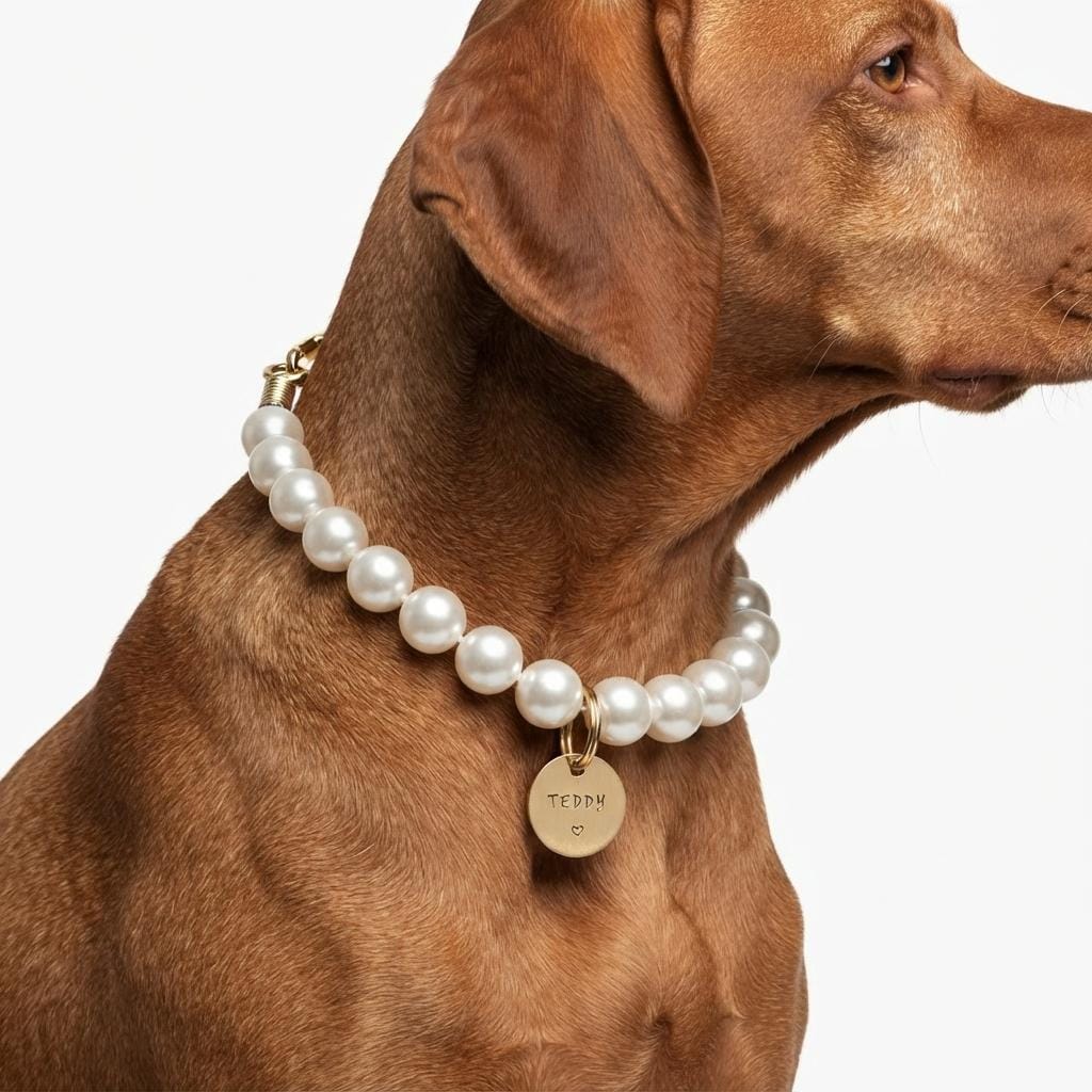 Beaded Pearl Dog Collar – Luxury Dog Necklace, Custom Pet Jewelry Gift