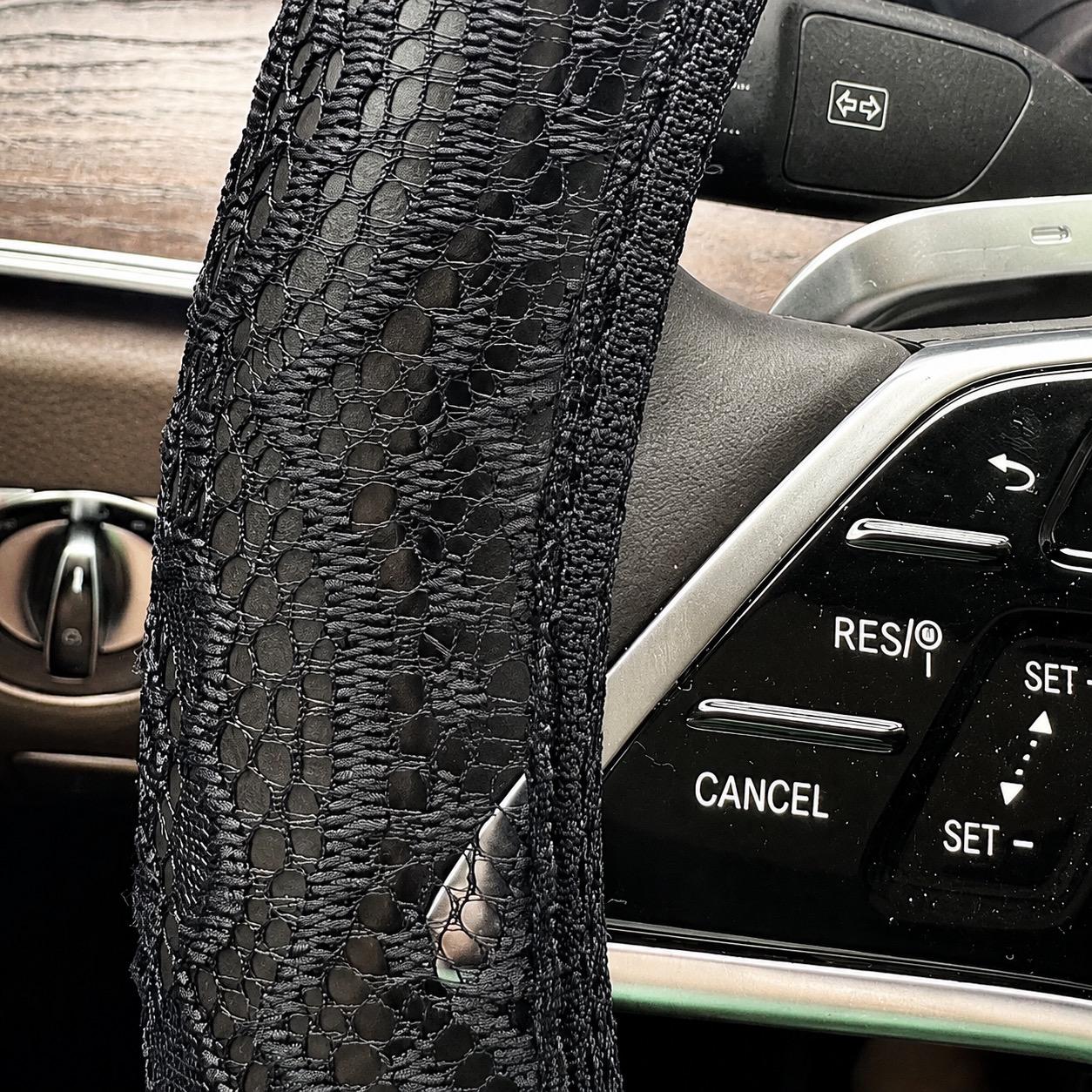 Black Hollow Lace Steering Wheel Cover