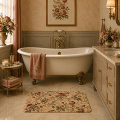 Vintage Rose Bath Mat – French Cottage Floral Bathroom Rug