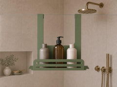 Stainless Steel Shower Caddy – Over Glass Door Hanging Shelf for Shampoo, Soap and Toiletries