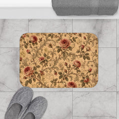 Vintage Rose Bath Mat – French Cottage Floral Bathroom Rug