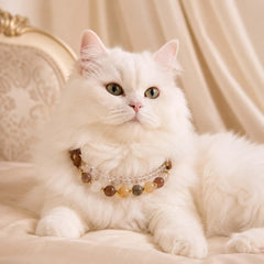 Natural Stone Pet Necklace, Adjustable Beaded Collar for Cats and Small Dogs
