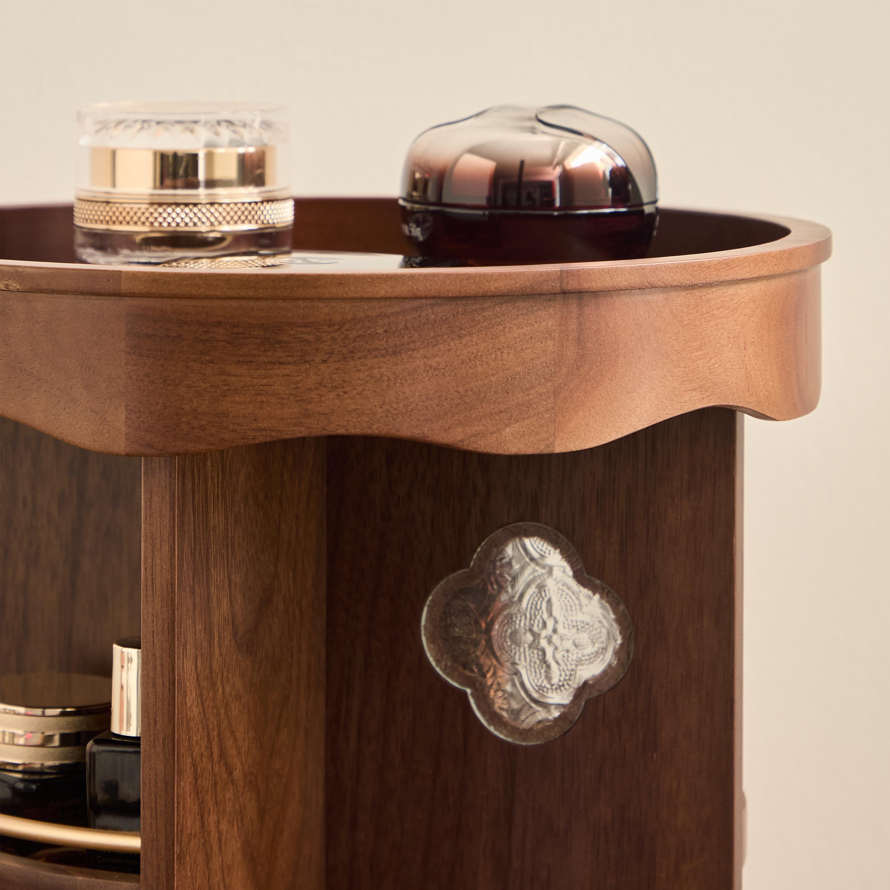 Rotating Wooden Cosmetic Storage | Makeup, Skincare & Toiletries Organizer | Perfume Display Shelf with Multi-Layer