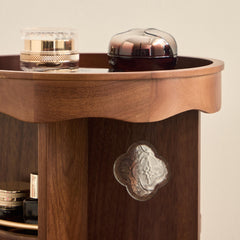 Rotating Wooden Cosmetic Storage | Makeup, Skincare & Toiletries Organizer | Perfume Display Shelf with Multi-Layer