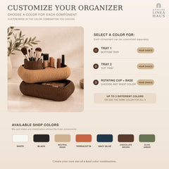 Rotating Makeup Organizer with Two Tiers and Round Compartment